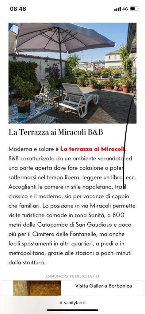 La Terrazza ai Miracoli Bed and Breakfast Napoli Esterno foto